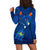 Hawaiian Islands Hoodie Dress - Hawaii Tropical Flowers and Turtles Blue LT13 - Polynesian Pride