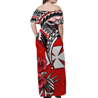 Wallis et Futuna Off Shoulder Long Dress Polynesian Pattern and Hibiscus Flowers Version Red LT13 - Polynesian Pride