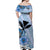 Hawaii Matching Dress and Hawaiian Shirt Kakau Tribal Batik Floral White Blue LT13 - Polynesian Pride