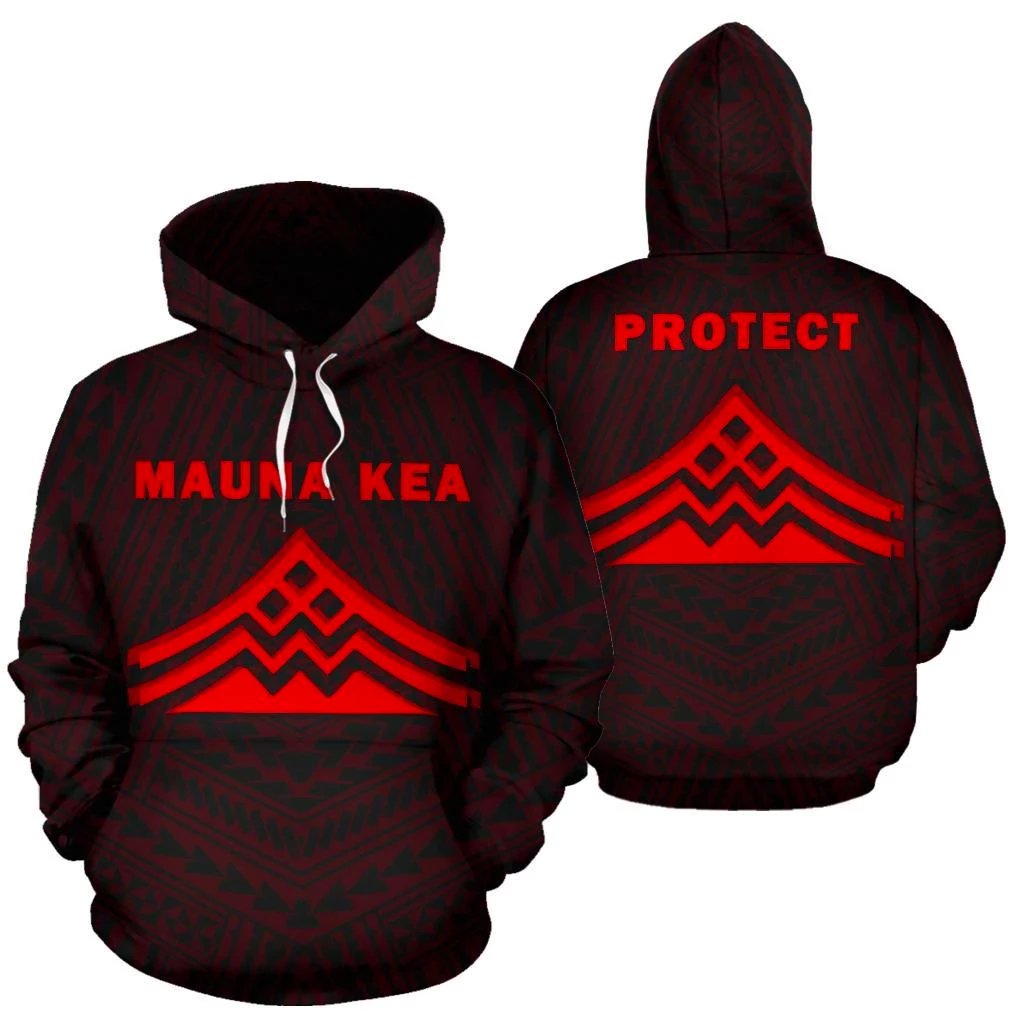 Hawaii Mauna Kea Polynesian Hoodie Red Unisex Red - Polynesian Pride