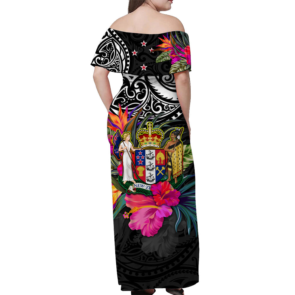 New Zealand Off Shoulder Long Dress Alluring Polynesia and Tropical Flowers LT13 - Polynesian Pride