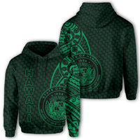 Hawaii Polynesian Hoodie Green Emboss Style Unisex Green - Polynesian Pride