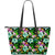 Hawaii Animals And Tropical Flowers Large Leather Tote Green - Polynesian Pride