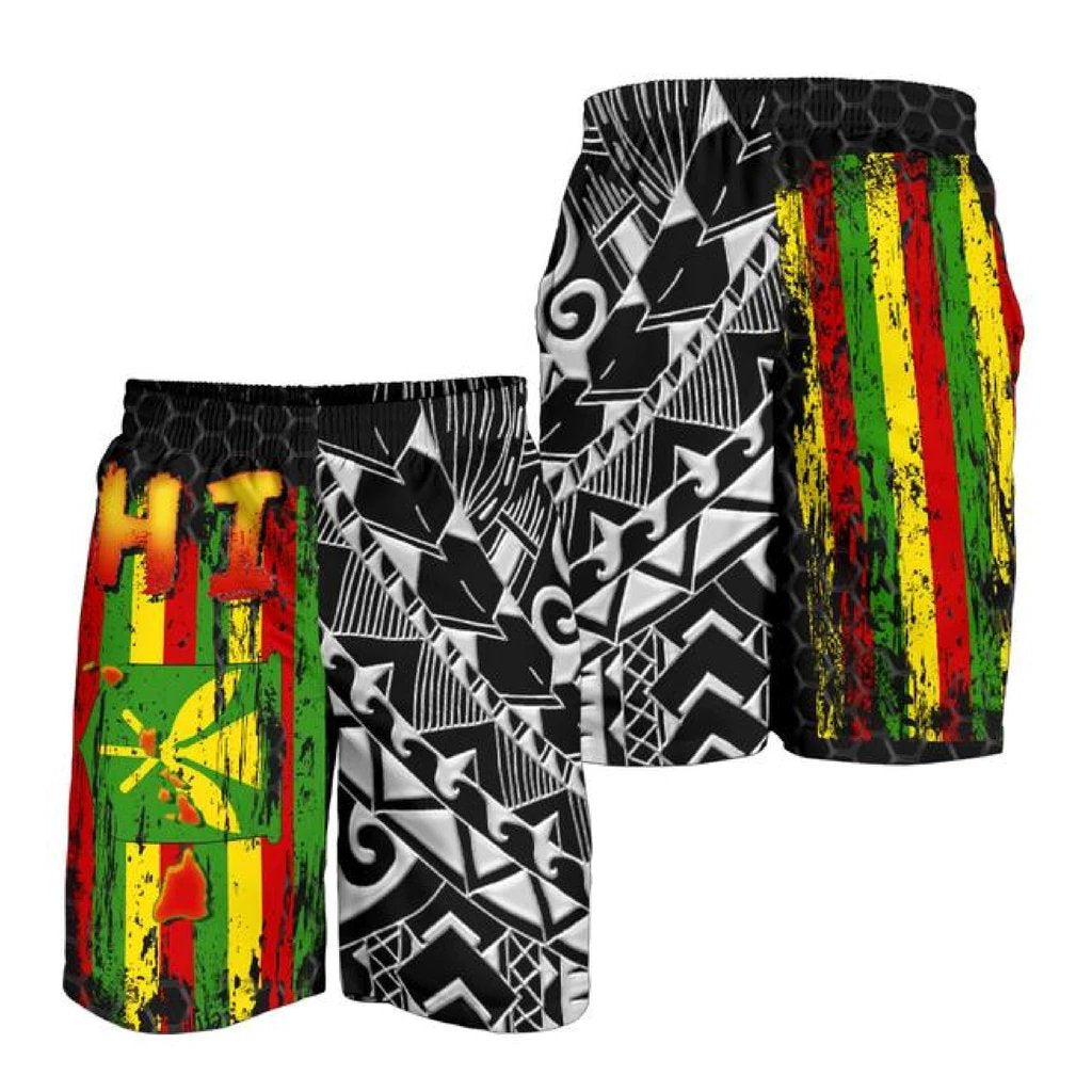 Kanaka Flag Polynesian Short - Dirty Style Men's Shorts Black - Polynesian Pride