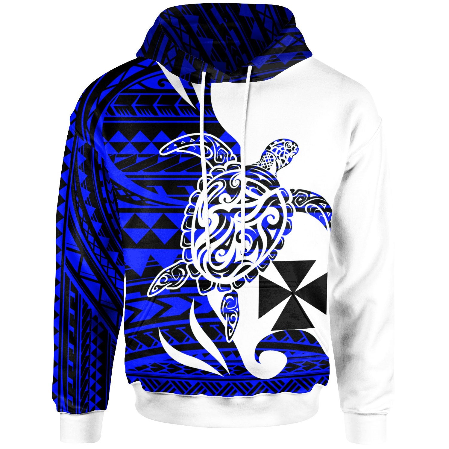 Wallis & Futuna Custom Hoodie Mega Turtle Unisex Blue - Polynesian Pride