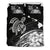 Hawaiian Map Turtle Hibiscus Plumeria Polynesian Bedding Set White Black - Polynesian Pride