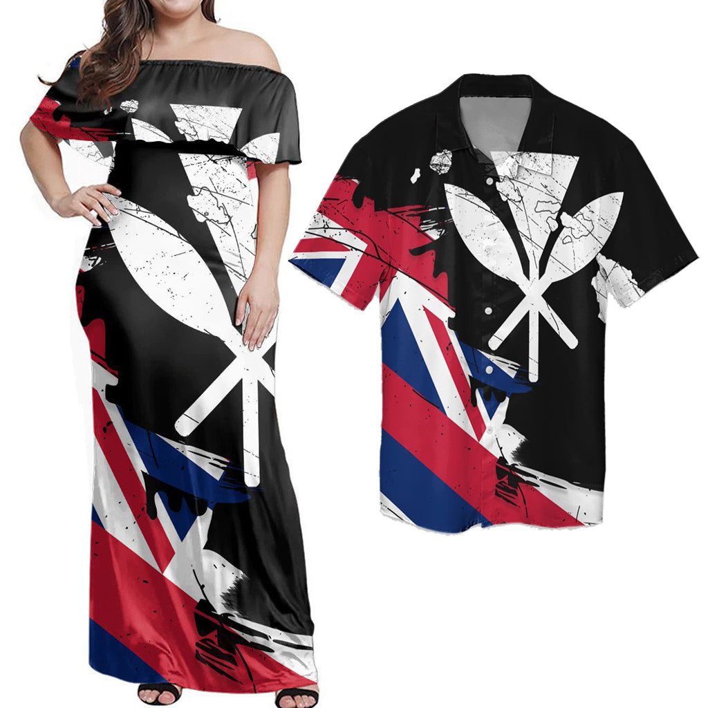 Hawaiian Matching Dress and Hawaiian Shirt Hawaii Flag Hawaii Map Kanaka Polynesian Classic Style RLT14 - Polynesian Pride