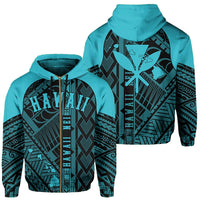 Hawaii Nei Hoodie Zip up Polynesian Blue Unisex Blue - Polynesian Pride