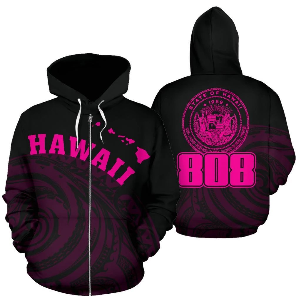 Hawaii Polynesia Hoodie Pink Tatau Style Unisex Pink - Polynesian Pride