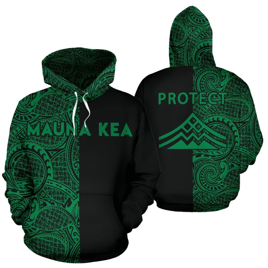 Hawaii Mauna Kea Polynesian Hoodie The Half Green Unisex Green - Polynesian Pride