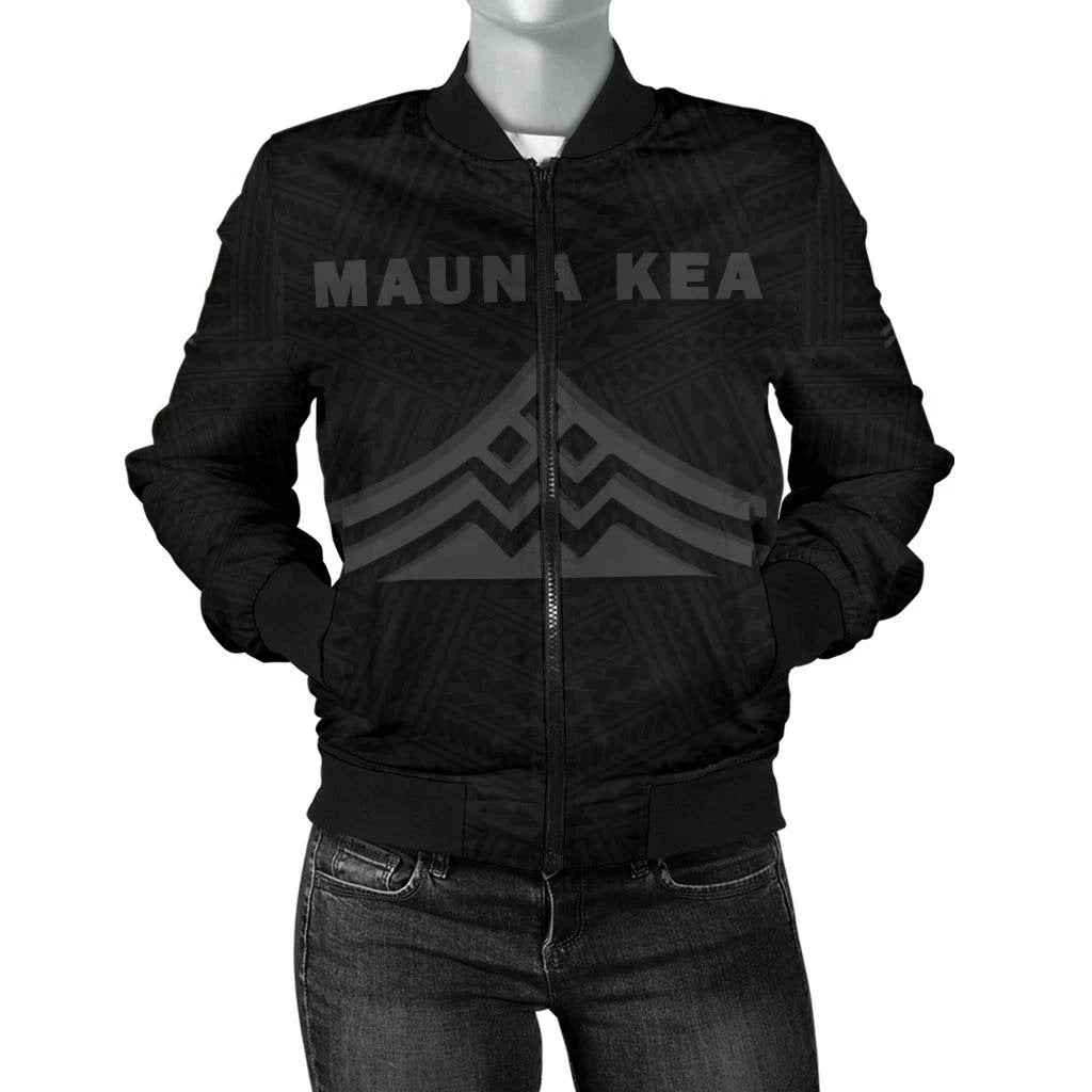 Hawaii Mauna Kea Polynesian Women's Bomber Jacket Grey Grey - Polynesian Pride