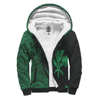 Kanaka Hawaii Map Green Polynesian Sherpa Hoodie - Circle Style AH Green - Polynesian Pride