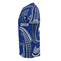 Chuuk Micronesia All Over T Shirt Blue Tribal Wave - Polynesian Pride