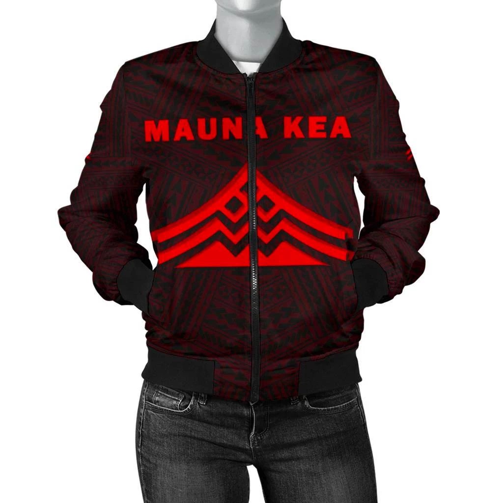 Hawaii Mauna Kea Polynesian Women's Bomber Jacket Red Red - Polynesian Pride