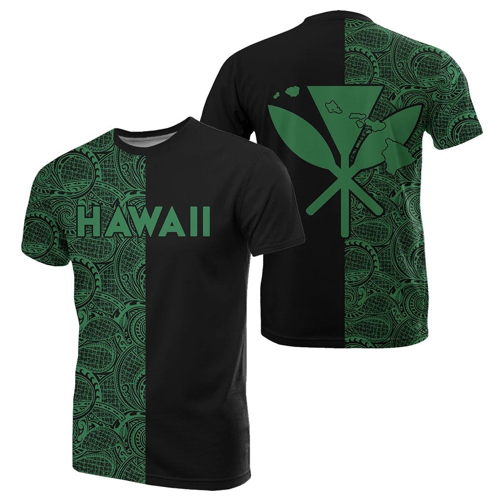 Hawaii Kanaka Polynesian T Shirt The Half Green Unisex Green - Polynesian Pride