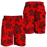Polynesian Turtle Palm And Sea Pebbles Red Men's Short Men's Shorts Red - Polynesian Pride