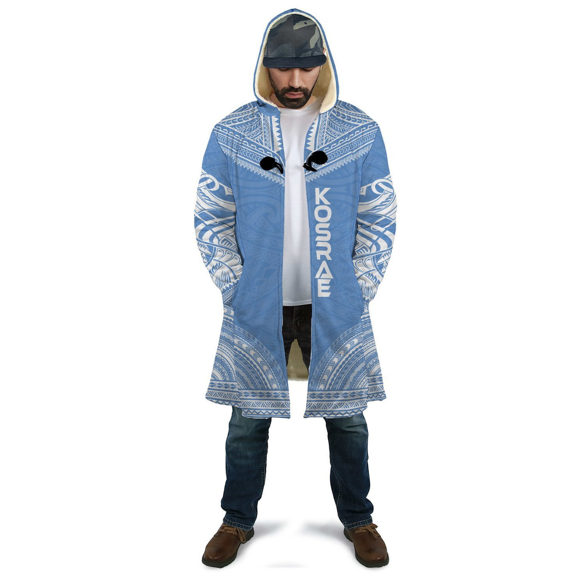 Kosrae Flag Polynesian Chief Cloak Unisex Blue - Polynesian Pride