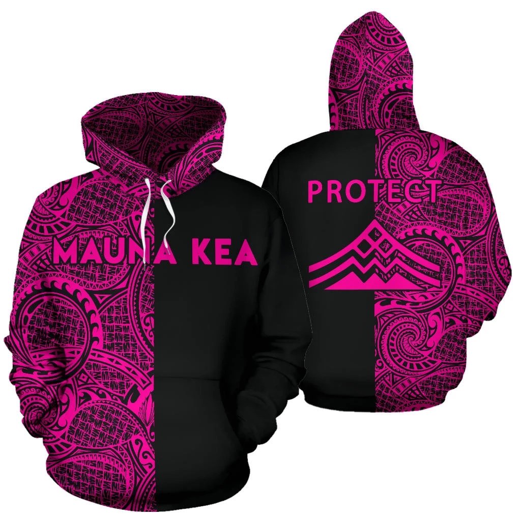 Hawaii Mauna Kea Polynesian Hoodie The Half Pink Unisex pink - Polynesian Pride