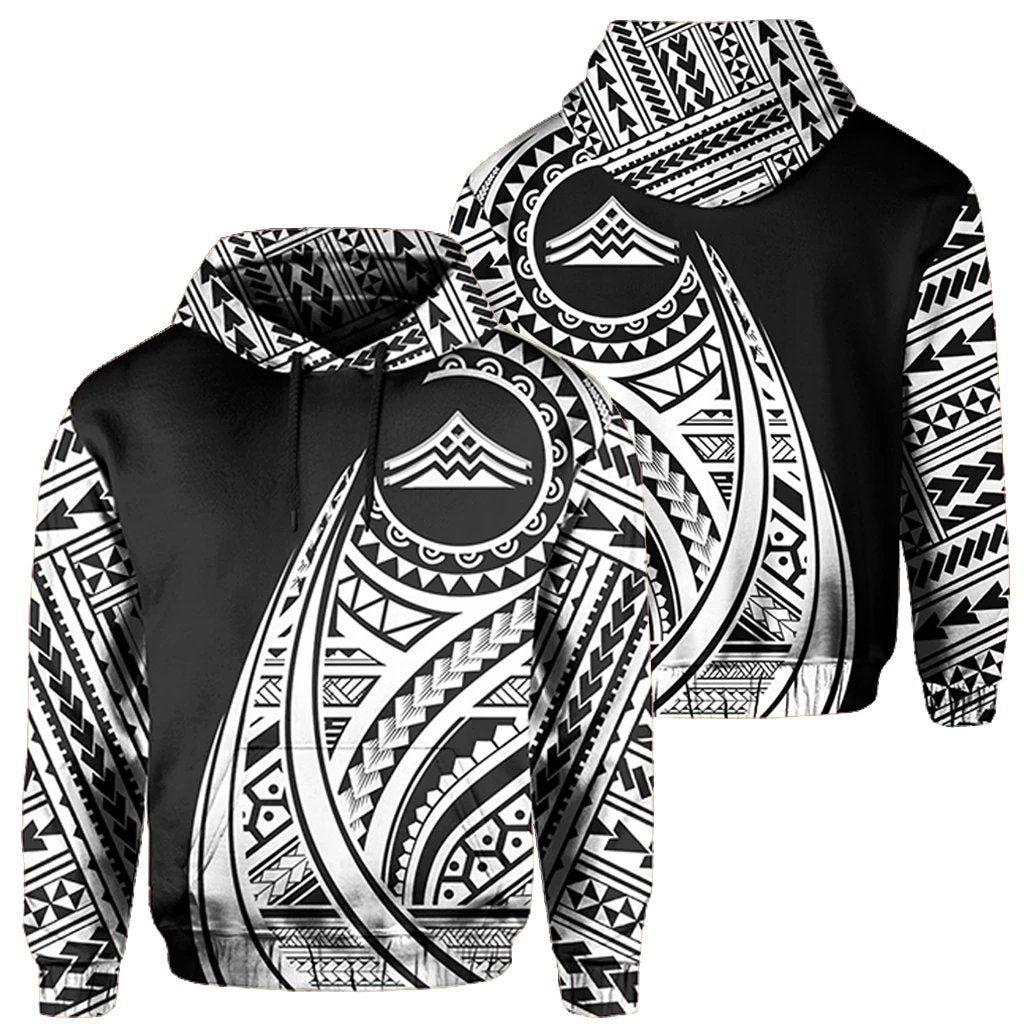 Hawaii Mauna Kea Polynesian Hoodie Tatoo Style White Unisex White - Polynesian Pride