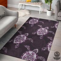 Purple Turtle Area Rug Black - Polynesian Pride