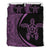 Hawaiian Hibiscus Turtle Polynesian Bedding Set-Circle Style Purple Black - Polynesian Pride