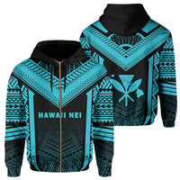Hawaii Kanaka Polynesian Zip up Hoodie Active Blue Unisex Blue - Polynesian Pride