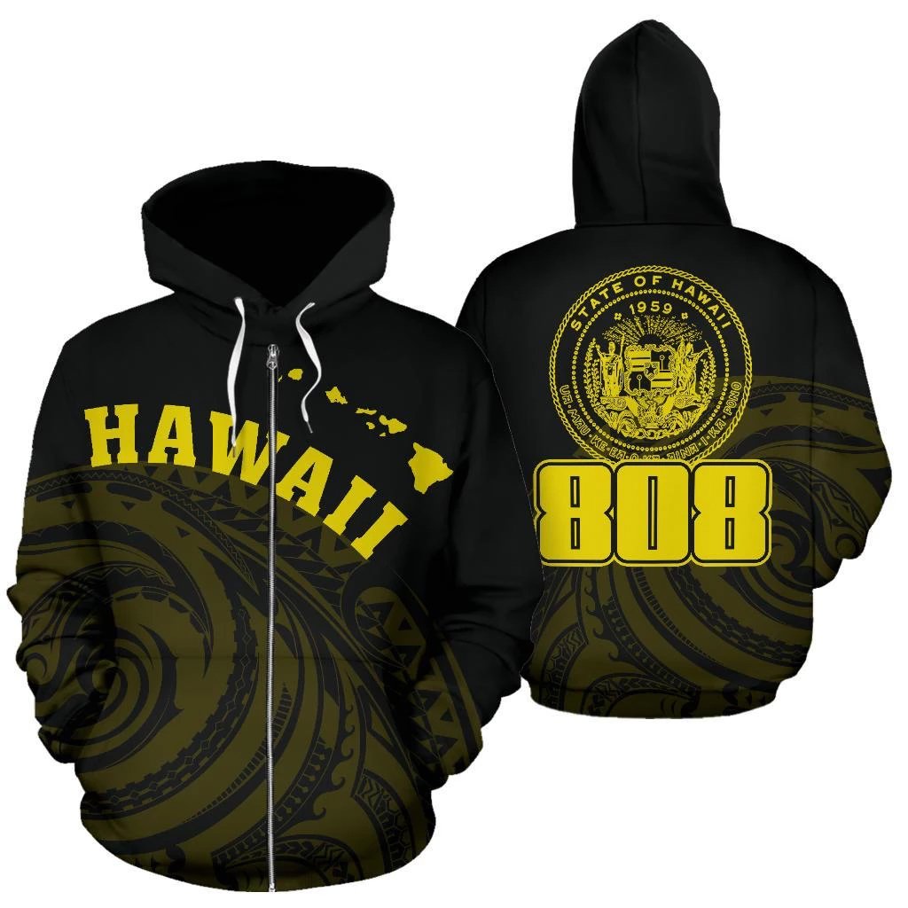 Hawaii Polynesia Hoodie Yellow Tatau Style Unisex Yellow - Polynesian Pride