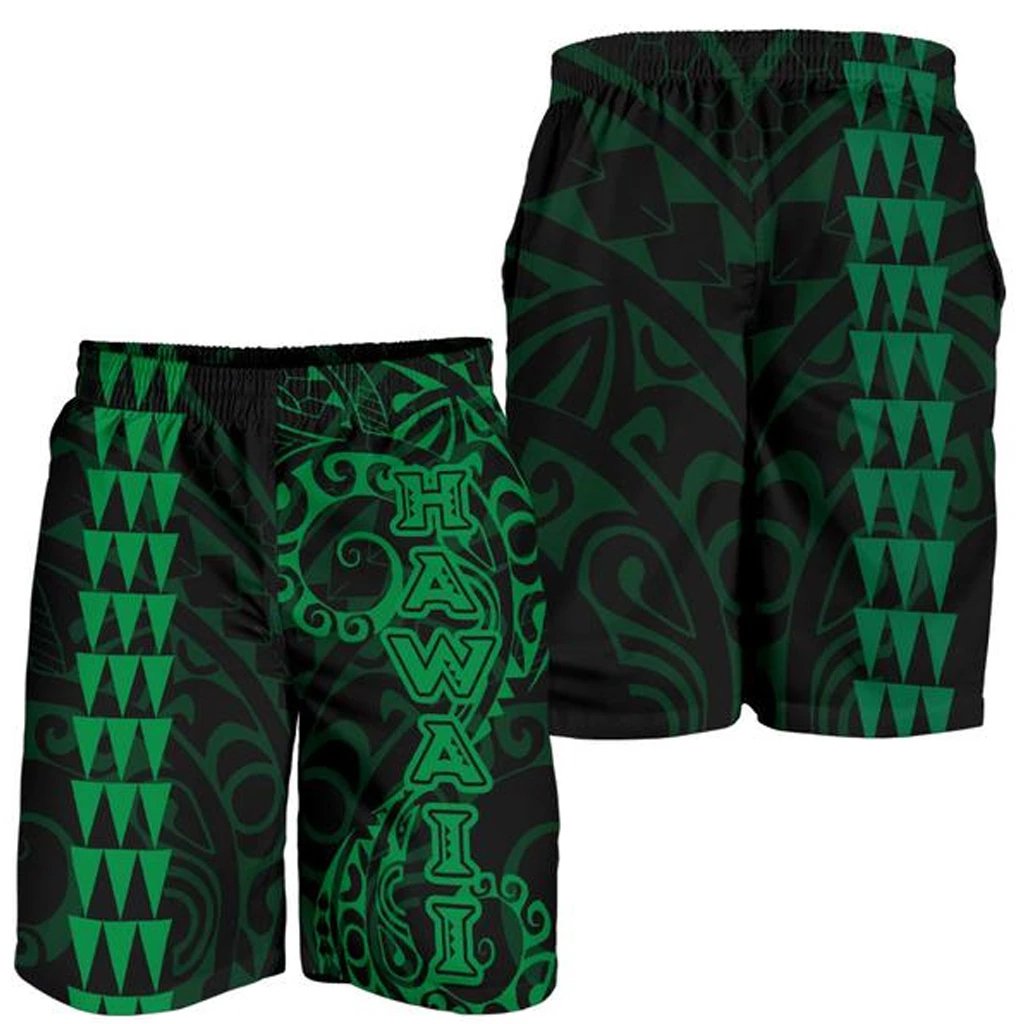 Hawaiian Tribal Green Men's Shorts Green - Polynesian Pride