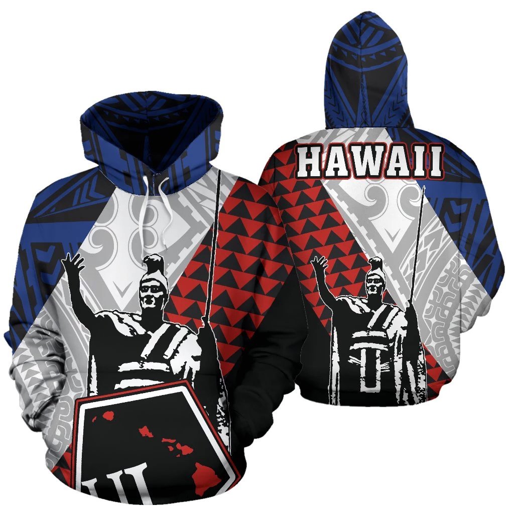 Kanaka King Polynesian Hoodie Unisex White - Polynesian Pride