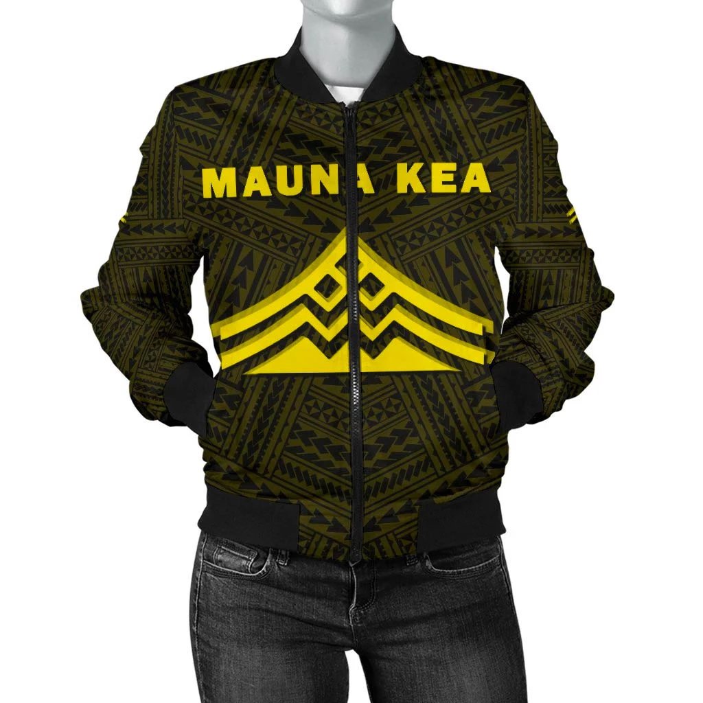 Hawaii Mauna Kea Polynesian Women's Bomber Jacket Yellow Yellow - Polynesian Pride