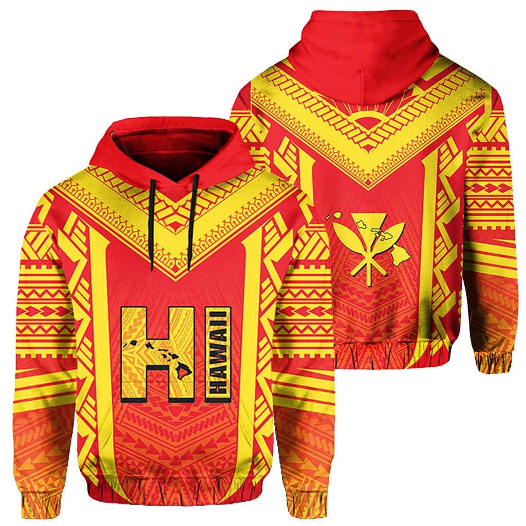 Hawaiian Kanaka Polynesian Hoodie Active Unisex Red - Polynesian Pride