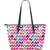 Hawaii Palm Foliage On Striped Zigzag Large Leather Tote Pink - Polynesian Pride