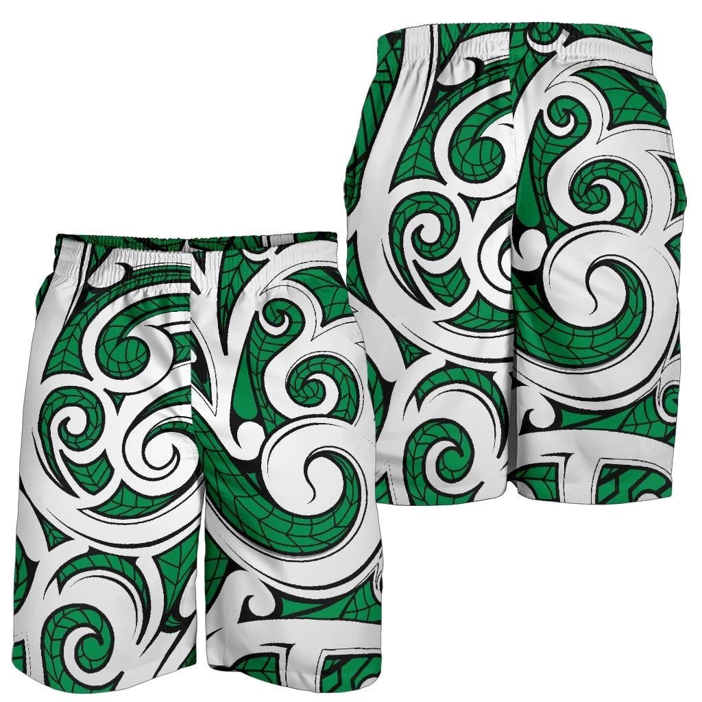 Polynesian Maori Ethnic Ornament Green Men's Short Green - Polynesian Pride