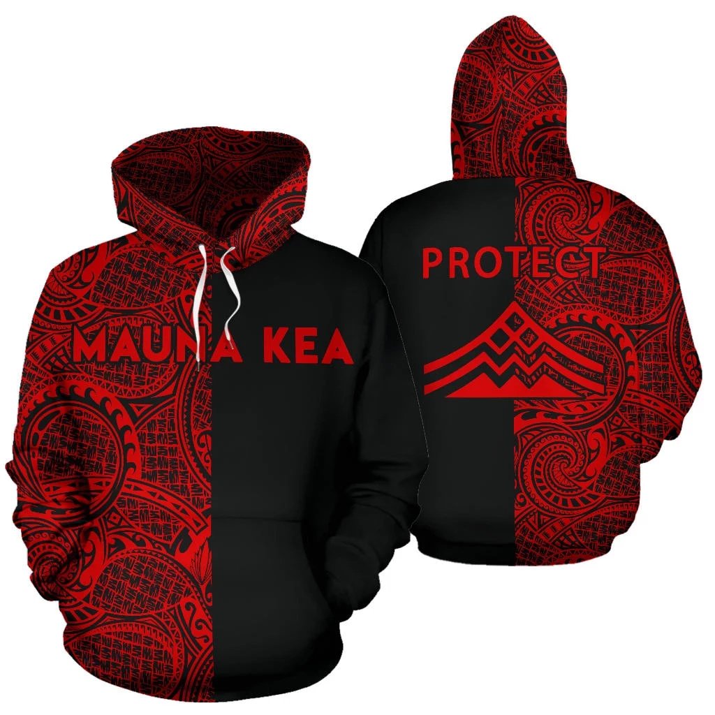 Hawaii Mauna Kea Polynesian Hoodie The Half Red Unisex Red - Polynesian Pride