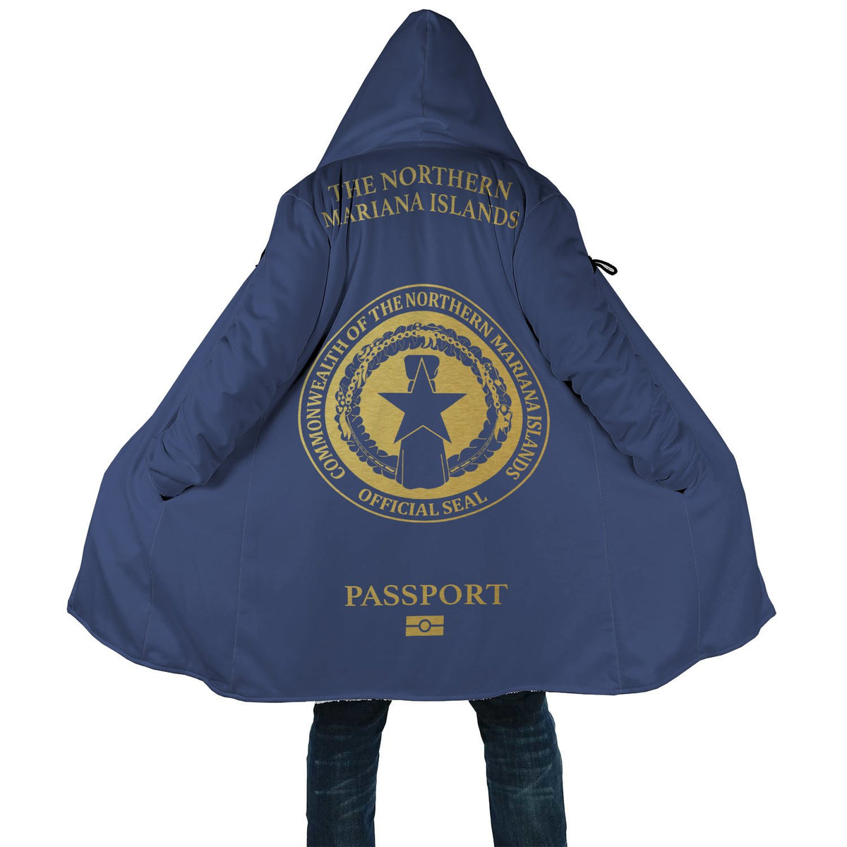 The Northern Mariana Islands All Over Print Cloak - Passport Version Unisex Blue - Gold - Polynesian Pride