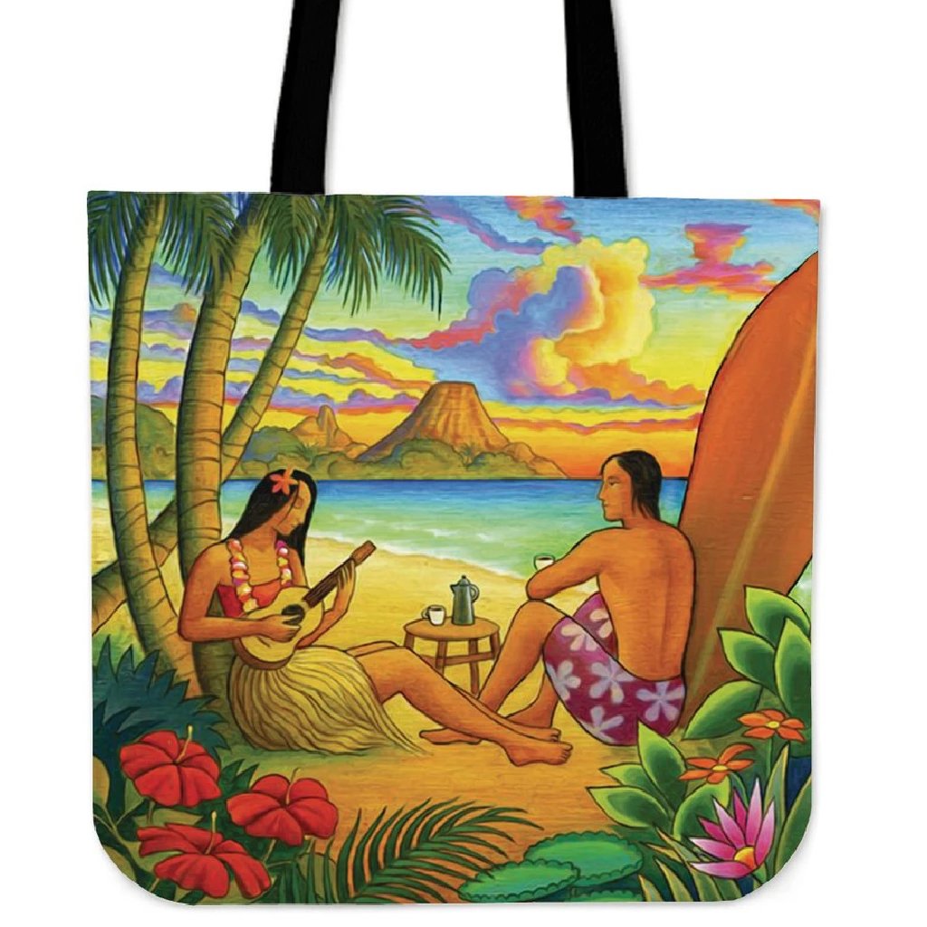 Sing A Song On A Beach Tote Bag Tote Bag One Size Black - Polynesian Pride