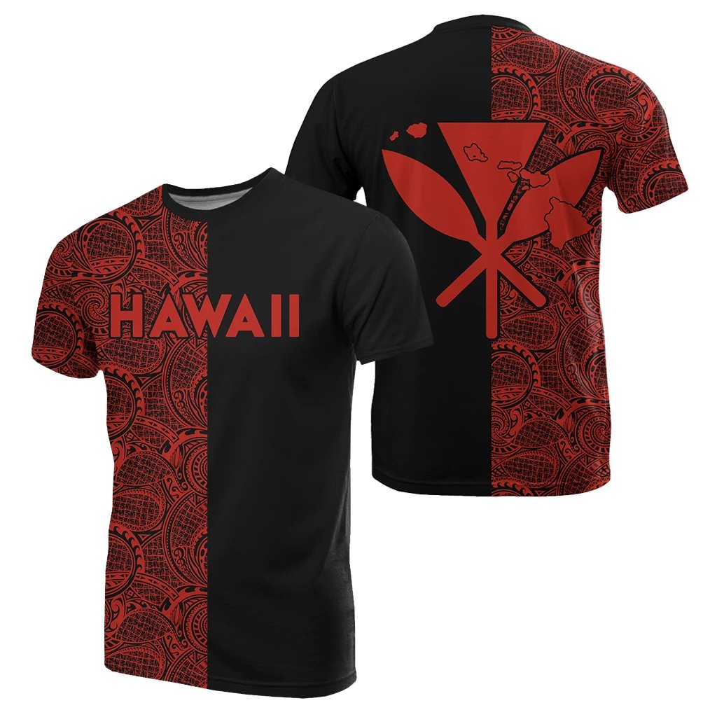 Hawaii Kanaka Polynesian T Shirt The Half Red Unisex Red - Polynesian Pride