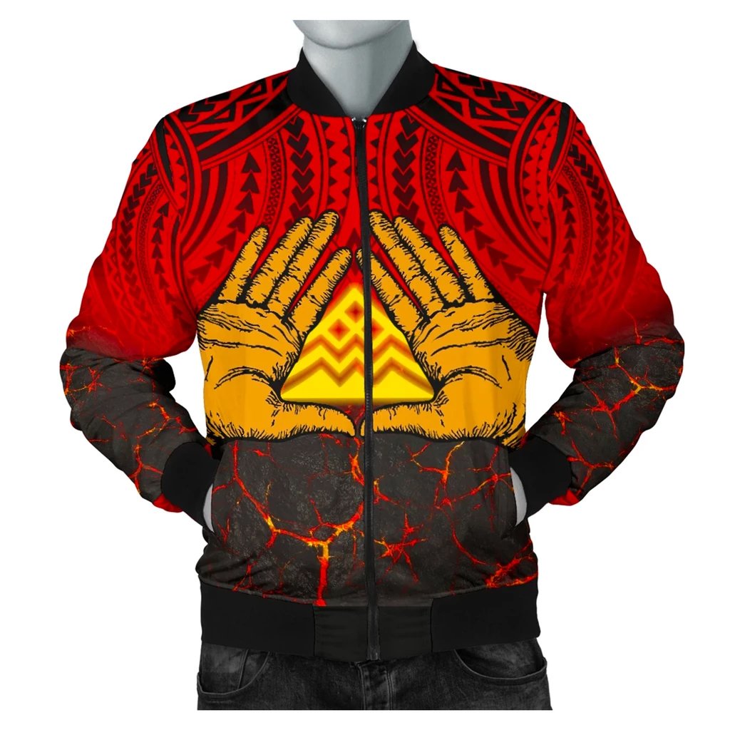 Hawaii Men's Bomber Jacket - Protect Mauna Kea Red - Polynesian Pride