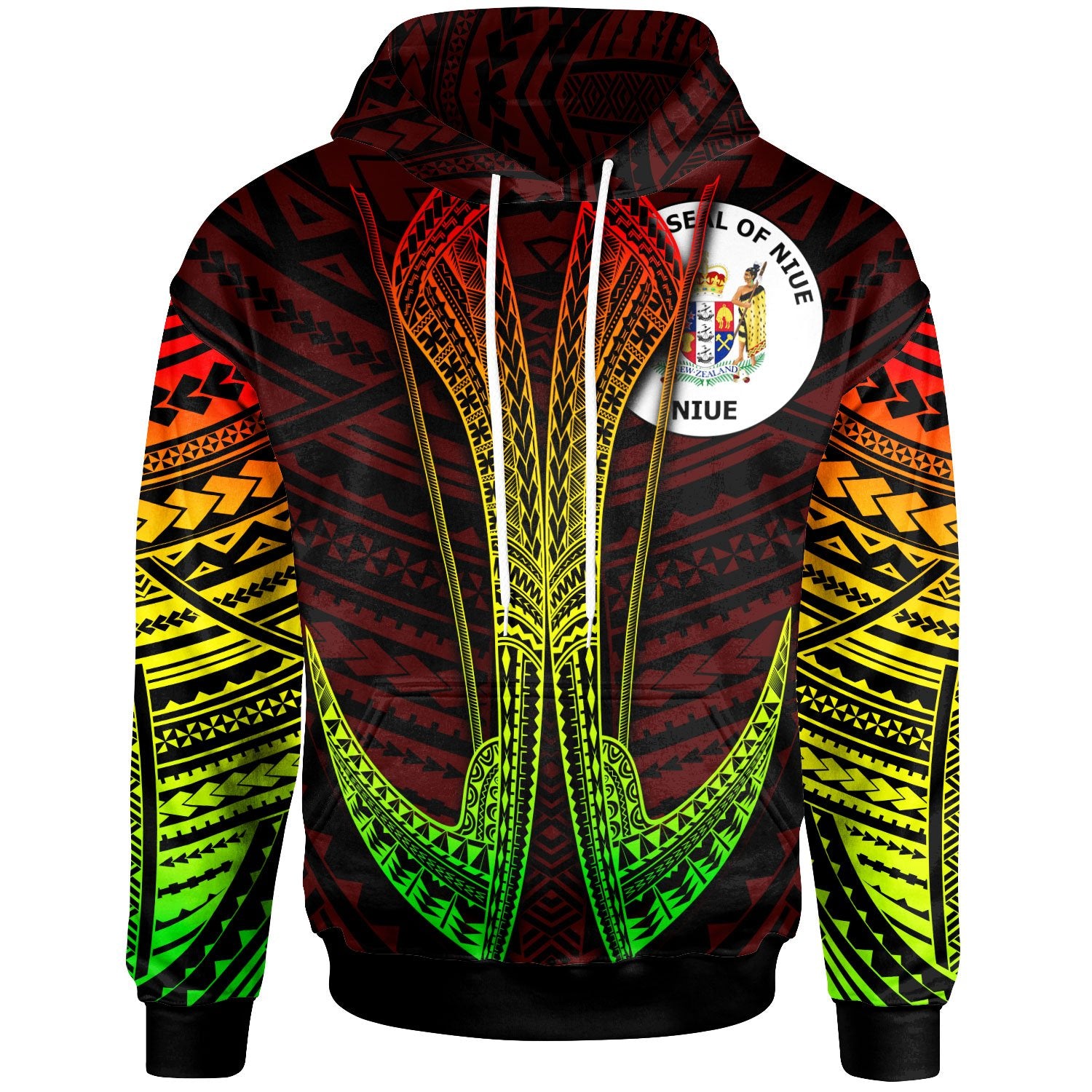 Niue Custom Hoodie Fish Hook Unisex Red - Polynesian Pride