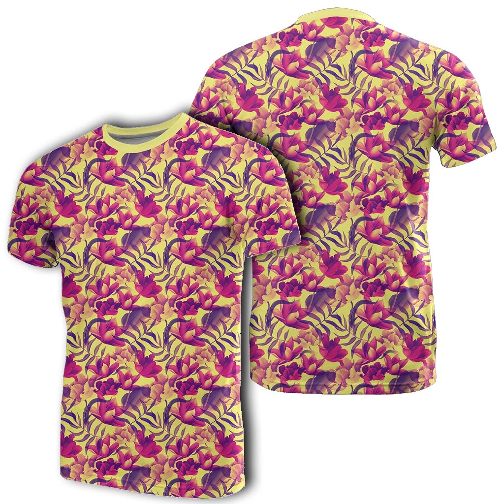 Hawaii Seamless Tropical Flower Plant Pattern Background T Shirt Unisex White - Polynesian Pride