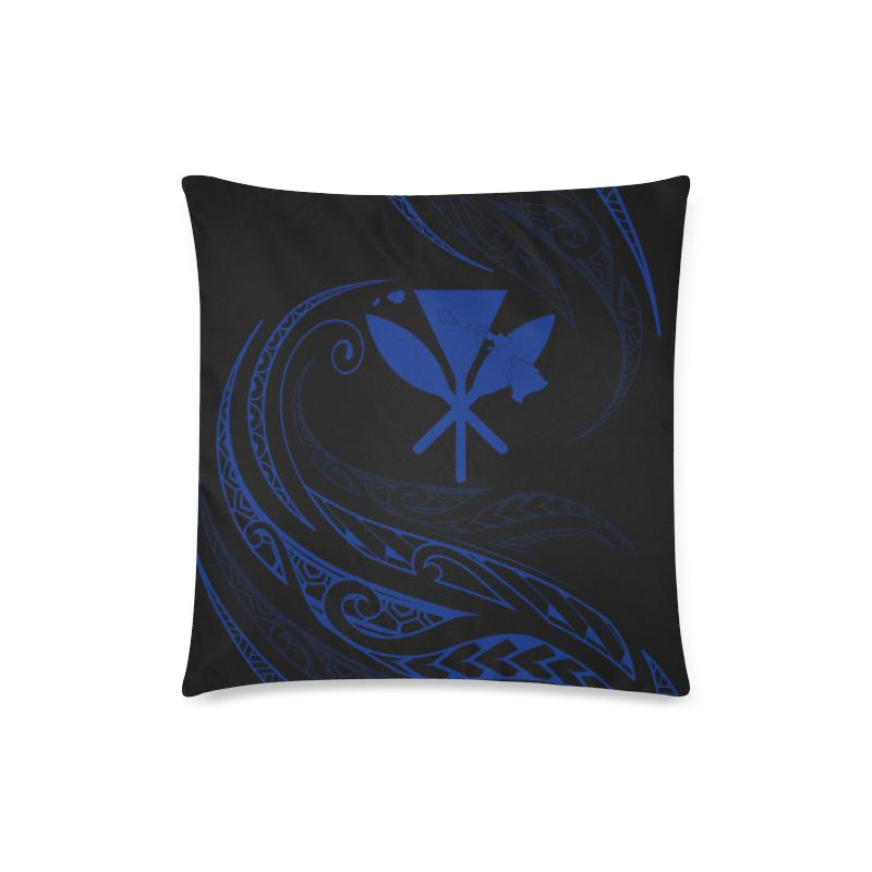 Kanaka Pillow Covers - Blue - Frida Style One Size 18"x18"(Twin Sides) Black - Polynesian Pride