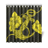 Anchor Yellow Poly Tribal Shower Curtain - Polynesian Pride