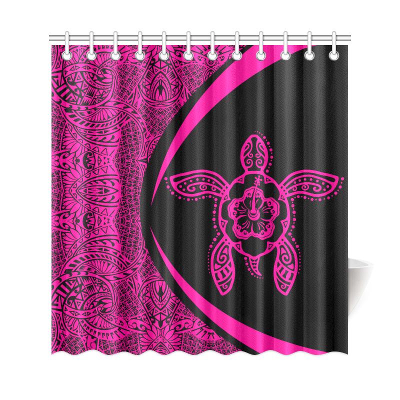 Hawaii Turtle Polynesian Shower Curtain-Circle Style Pink - Polynesian Pride