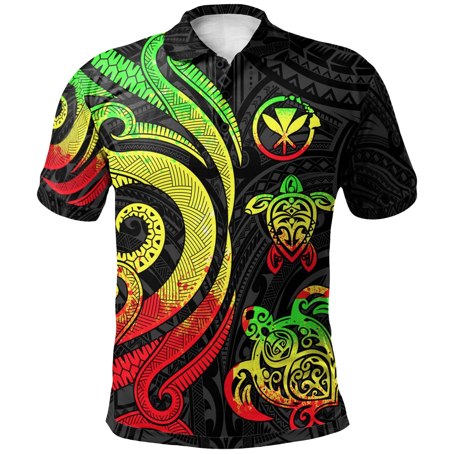 Hawaii Polo Shirt Reggae Tentacle Turtle Unisex Reggae - Polynesian Pride