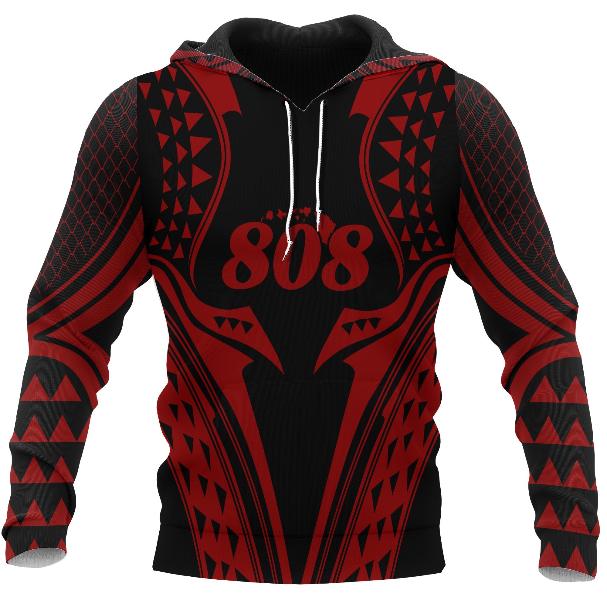 Hawaii Hoodie Red Fin Style Unisex Red - Polynesian Pride