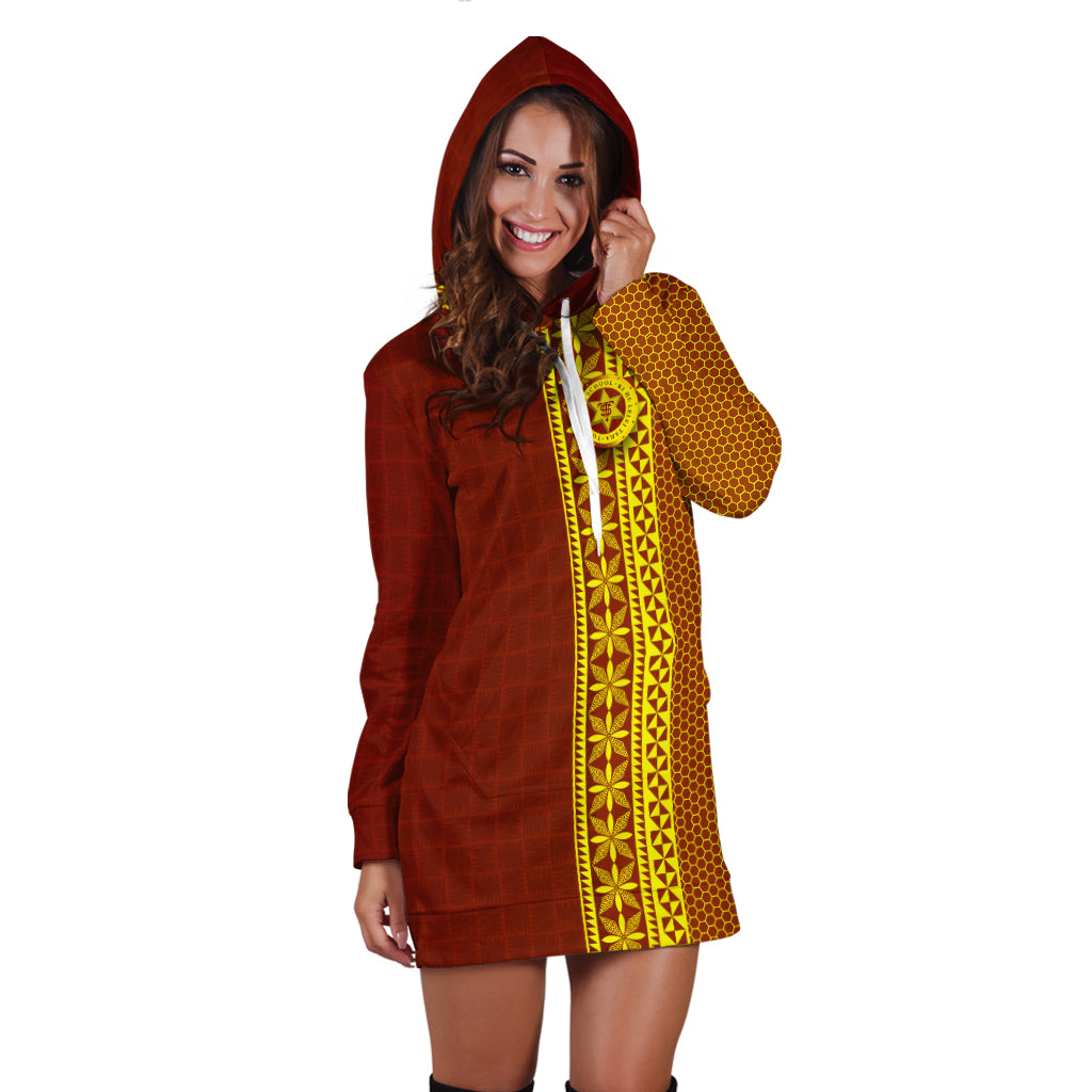 Tonga High School Hoodie Dress - Ngatu Pattern - LT12 - Polynesian Pride