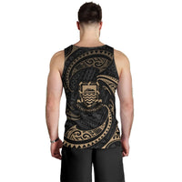 Tuvalu Polynesian Men's Tank Top - Gold Tribal Wave - Polynesian Pride