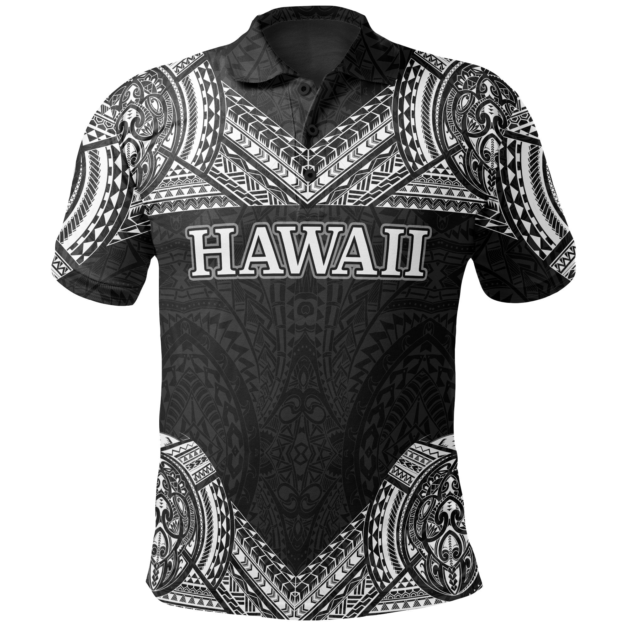 Hawaii Polo Shirt Turtle Polynesian Patterns Unisex Black - Polynesian Pride