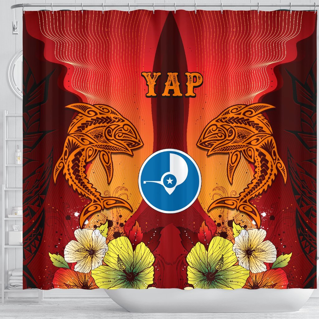 Yap Shower Curtains - Tribal Tuna Fish - Polynesian Pride