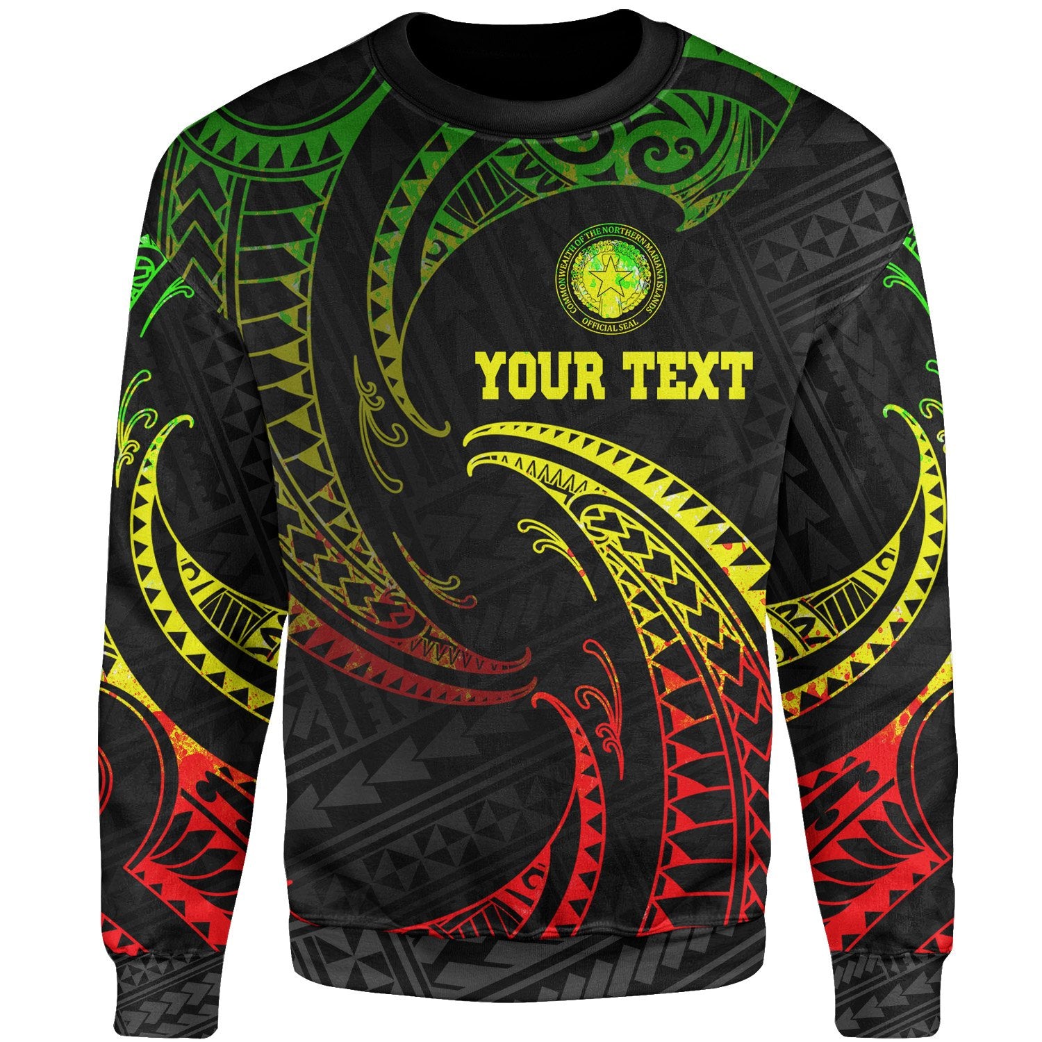 Northern Mariana Islands Polynesian Custom Personalised Sweater - Reggae Tribal Wave Unisex Reggae - Polynesian Pride